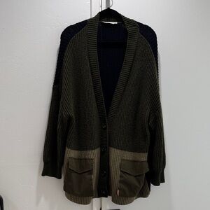 Zara Green and Black Knit Cardigan